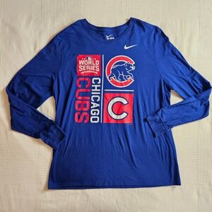 Nike Chicago Cubs 2016 World Series Long Sleeve T Shirt Men's XL Blue